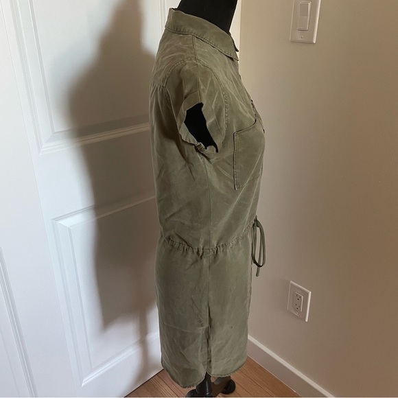 Paige Mika Collared Shirt Dress in Desert Olive Button Up Tie Waist EUC Size XS - Picture 3 of 8